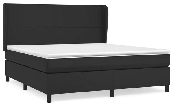 VidaXL Fekete Műbőr Ágy Matraccal - 160x200 cm
