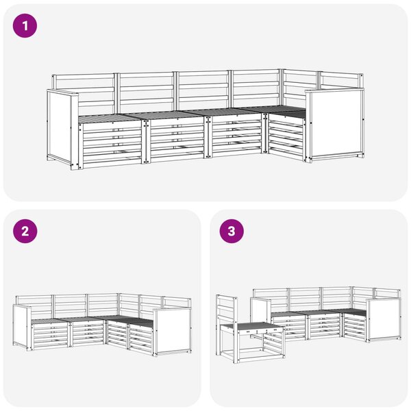 VidaXL Szegmentált kanapé szett 4 pcs Természetes Tömör Akácfa