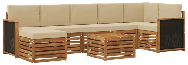 VidaXL Kültéri kanapé szett párnával 7 pcs Természetes