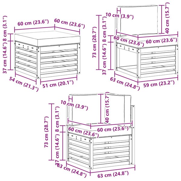VidaXL Kültéri kanapé szett 8 pcs Fehér és Bézs 304 x 185,5 x 73 cm