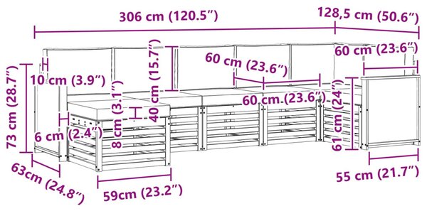 VidaXL Szegmentált kanapé szett párnával 6 pcs