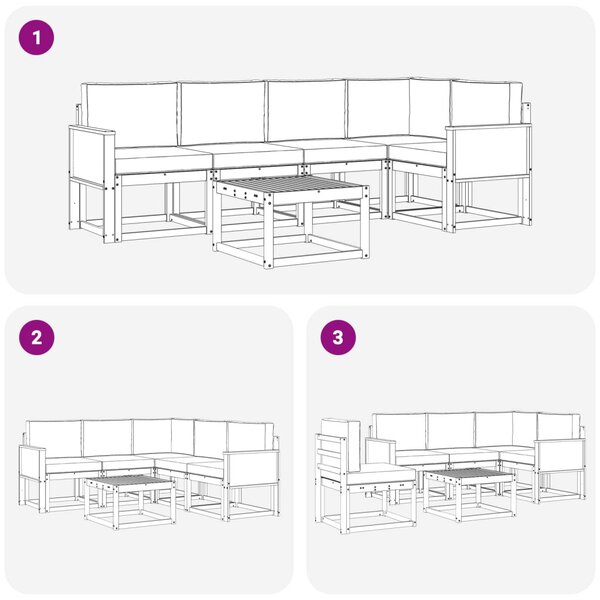 VidaXL Kültéri kanapé szett 6 pcs Természetes és antracit Tömör Akácfa