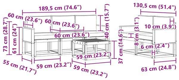 VidaXL Kültéri kanapé szett párnával 6 pcs