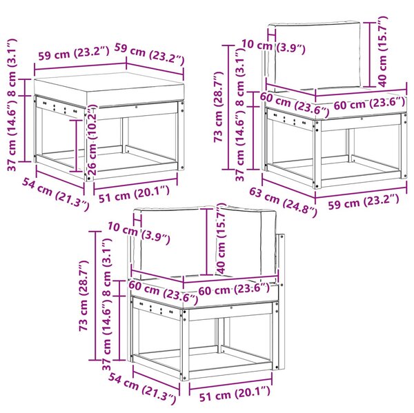 VidaXL Kültéri kanapé szett 8 pcs Természetes és antracit