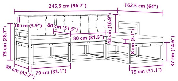 Kültéri kanapé szett párnával 4 pcs Természetes és krémszínű