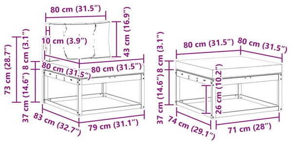 Kültéri kanapé szett párnával 4 pcs Természetes és krémszínű