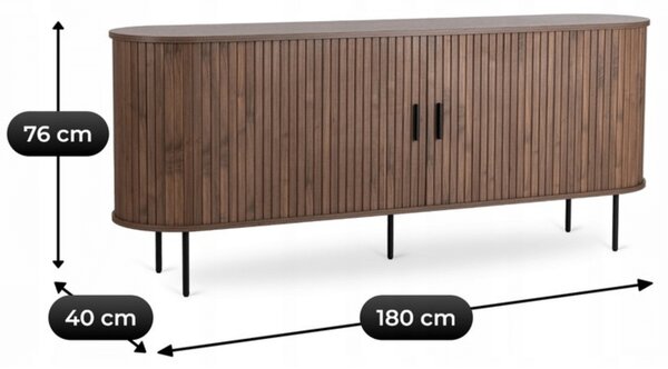 TRISH tolóajtós komód 180 cm, dió