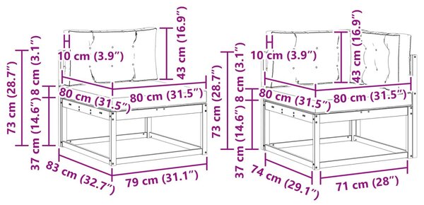 VidaXL Kültéri kanapé szett 7 pcs Tömör Akácfa