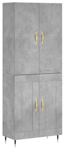 Betonszürke szerelt fa magasszekrény 69,5 x 34 x 180 cm