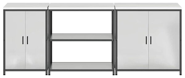 Konyhai Tároló Készlet polcokkal 3 pcs Ezüst Horganyzott acél