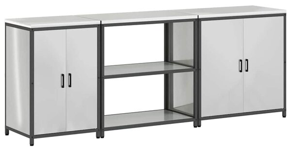 Konyhai Tároló Készlet polcokkal 3 pcs Ezüst Horganyzott acél