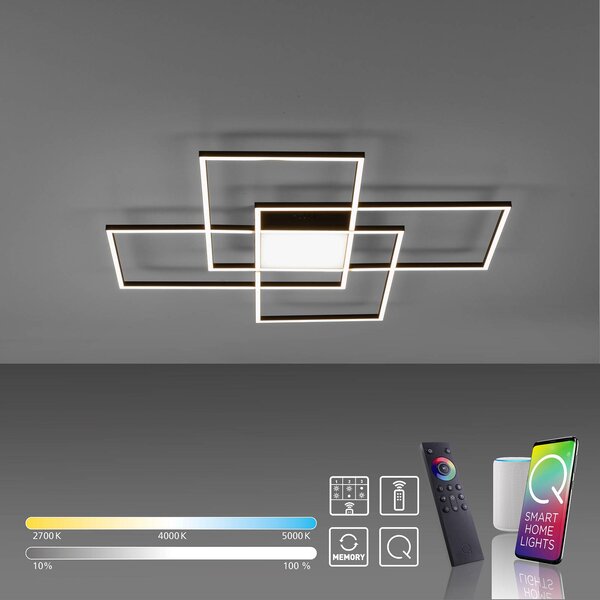 Q-Smart-Home Paul Neuhaus Q-ASMIN LED menny. lámpa 80 x cm, dimmelhető, Fekete, Nappali / Étkező, Műanyag, Modern
