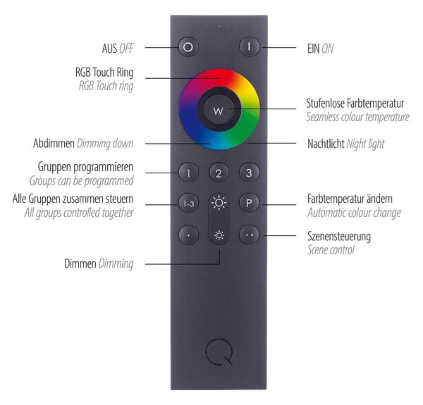 Q-Smart-Home Paul Neuhaus Q-ASMIN LED menny. lámpa 80 x cm, dimmelhető, Fekete, Nappali / Étkező, Műanyag, Modern