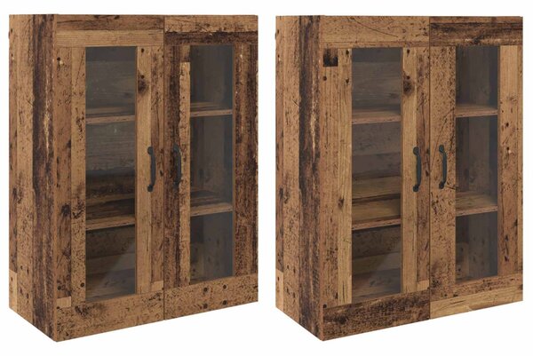 Fali Szekrények 2 pcs Régi fa 69,5 x 34 x 90 cm Faanyag