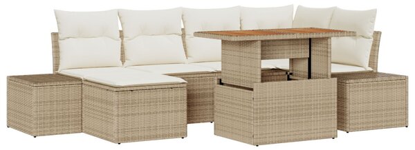 Kerti Kanapé Szett tárolóval 7 pcs Bézs Poli rattan
