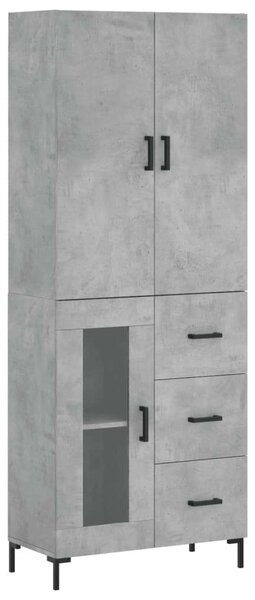 VIDAXL Magas Szekrény - Beton Szürke - 69,5x34x180 cm