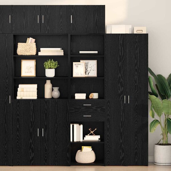 VidaXL Magasfiú fiókkal Fekete tölgy 50 x 42,5 x 225 cm Faanyag