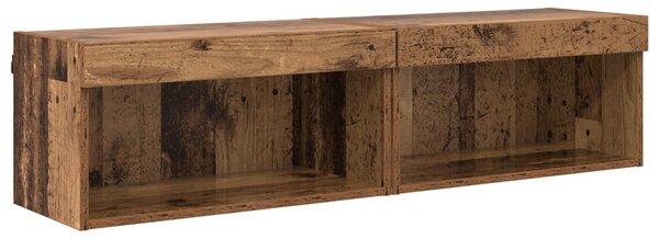 TV falit kabinet szett leddel 6 pcs Öreg fa Mérnöki fa