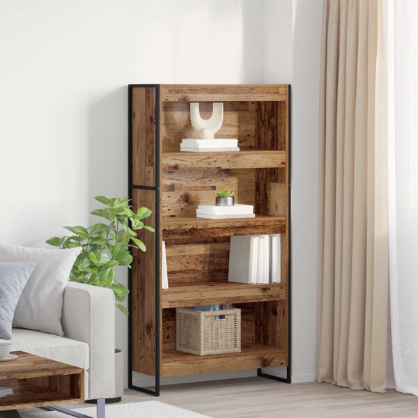 Könyvespolc 2 pcs Öreg fa 80 x 30 x 155 cm Faanyag
