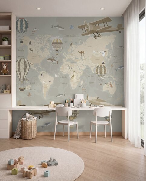 Fotótapéta Térkép képekkel, Gyerek fotótapéta, u36066d1 : Uwalls.hu