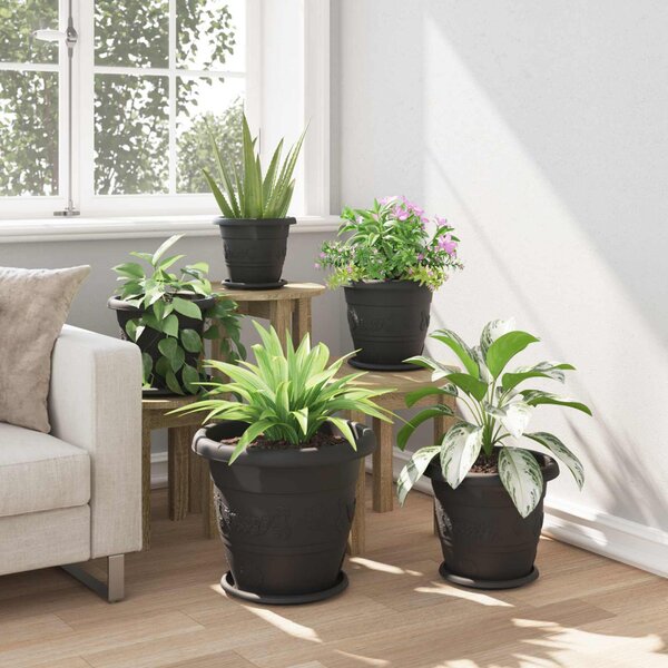 VidaXL Növénycserép 6 pcs Fekete Ø 39 x 32 cm Műanyag