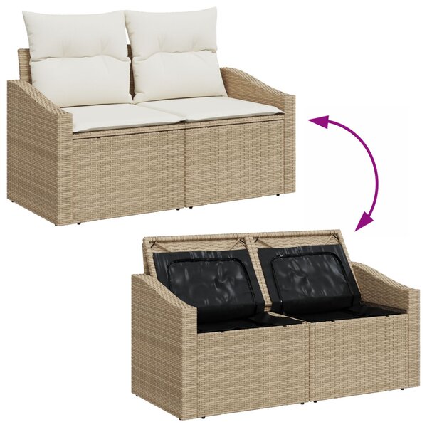 VidaXL Kerti Kanapé Szett tárolóval 10 pcs Beige és krém polirattan