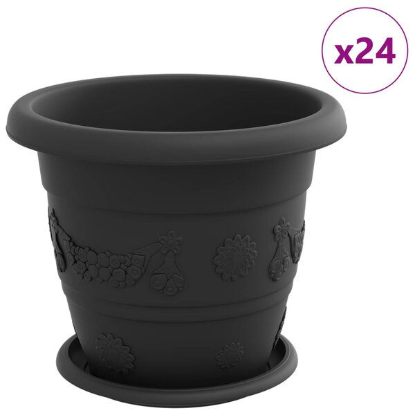 Növénycserép 24 db Fekete Ø 26 x 21.5 cm Műanyag