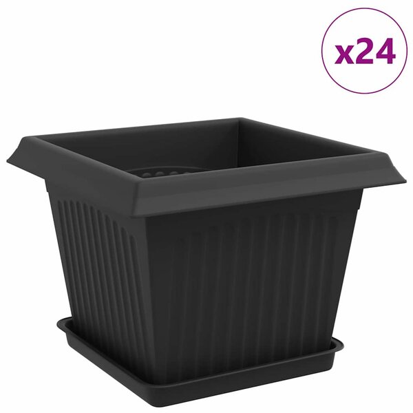 Növénycserép 24 db Fekete Műanyag