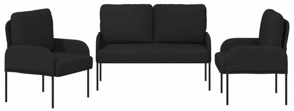 VidaXL Ülőgarnitúrák párnával 3 pcs Fekete 115 x 56 x 80 cm Furnér