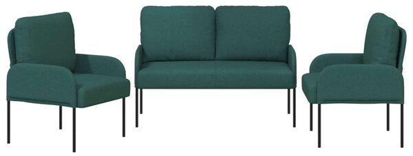 VidaXL Ülőgarnitúrák párnával 3 pcs Sötétzöld 115 x 56 x 80 cm Furnér