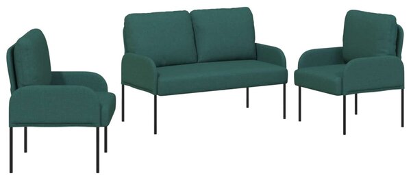 VidaXL Ülőgarnitúrák párnával 3 pcs Sötétzöld 115 x 56 x 80 cm Furnér