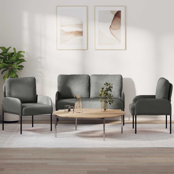 VidaXL Ülőgarnitúrák 3 pcs Sötétszürke 115 x 56 x 80 cm Furnér