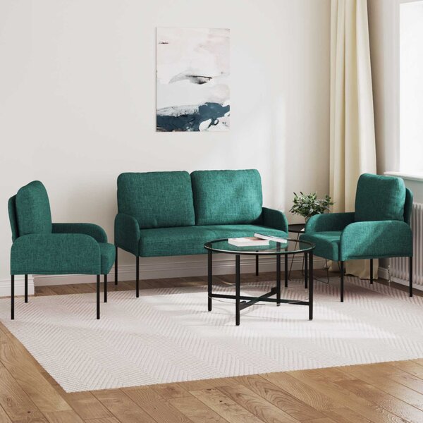 VidaXL Ülőgarnitúrák párnával 3 pcs Sötétzöld 115 x 56 x 80 cm Furnér