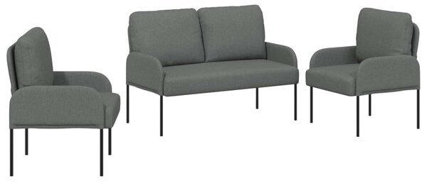 VidaXL Ülőgarnitúrák 3 pcs Sötétszürke 115 x 56 x 80 cm Furnér