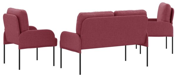 VidaXL Ülőgarnitúrák párnával 3 pcs Bordó 115 x 56 x 80 cm Furnér