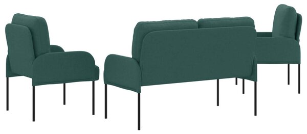 VidaXL Ülőgarnitúrák párnával 3 pcs Sötétzöld 115 x 56 x 80 cm Furnér