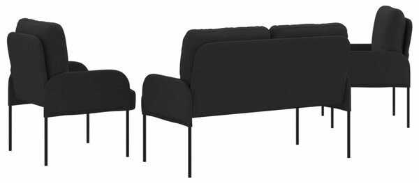VidaXL Ülőgarnitúrák párnával 3 pcs Fekete 115 x 56 x 80 cm Furnér