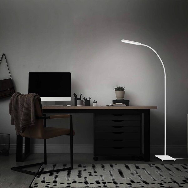 Briloner LED állólámpa Servo, fényerőszabályzó, CCT, fehér, dimmelhető, Fehér / opál, Dolgozószoba / Iroda, fém, Modern