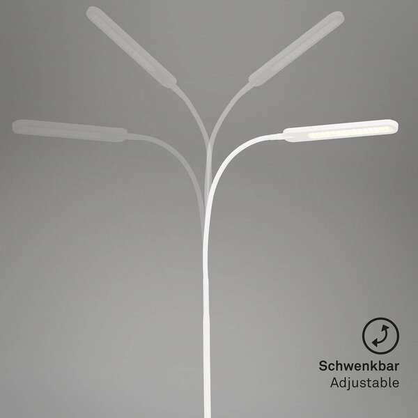 Briloner LED állólámpa Servo, fényerőszabályzó, CCT, fehér, dimmelhető, Fehér / opál, Dolgozószoba / Iroda, fém, Modern