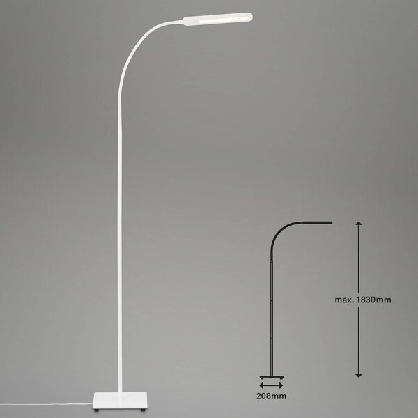 Briloner LED állólámpa Servo, fényerőszabályzó, CCT, fehér, dimmelhető, Fehér / opál, Dolgozószoba / Iroda, fém, Modern