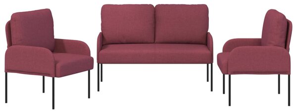 VidaXL Ülőgarnitúrák párnával 3 pcs Bordó 115 x 56 x 80 cm Furnér