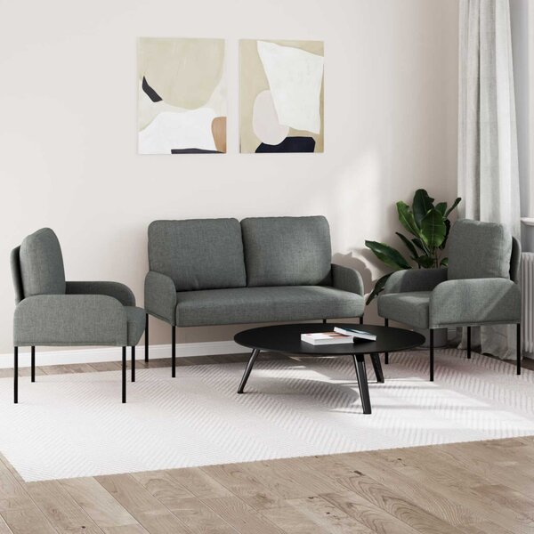 VidaXL Ülőgarnitúrák 3 pcs Sötétszürke 115 x 56 x 80 cm Furnér