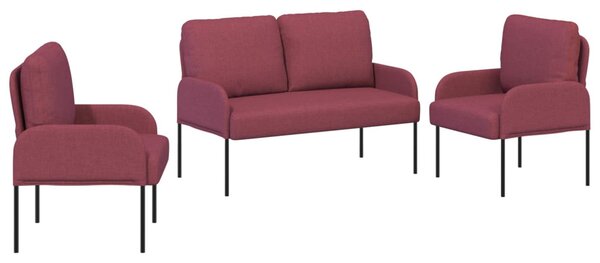 VidaXL Ülőgarnitúrák párnával 3 pcs Bordó 115 x 56 x 80 cm Furnér