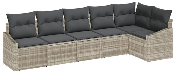 Kerti Kanapé Szett párnával 6 pcs Világosszürke polirattan