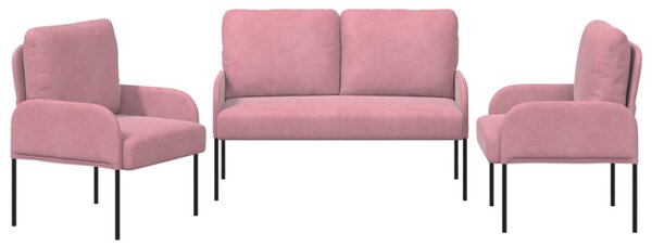VidaXL Ülőgarnitúrák párnával 3 pcs Rózsaszín 115 x 56 x 80 cm Furnér