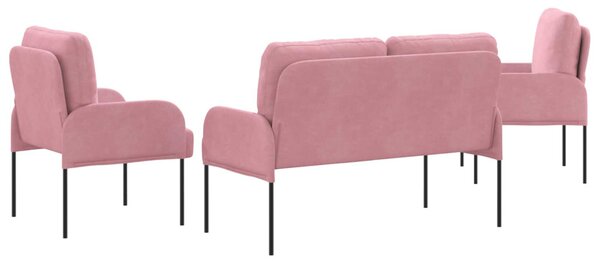 VidaXL Ülőgarnitúrák párnával 3 pcs Rózsaszín 115 x 56 x 80 cm Furnér