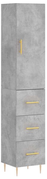 Modern Magasszekrény - Beton Szürke - 34,5x34x180 cm