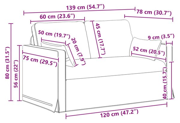 VidaXL Kanapé Sötétszürke 139 x 78 x 80 cm szövet