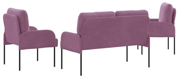 VidaXL Ülőgarnitúrák párnával 3 pcs Lila 115 x 56 x 80 cm Furnér
