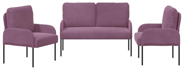 VidaXL Ülőgarnitúrák párnával 3 pcs Lila 115 x 56 x 80 cm Furnér